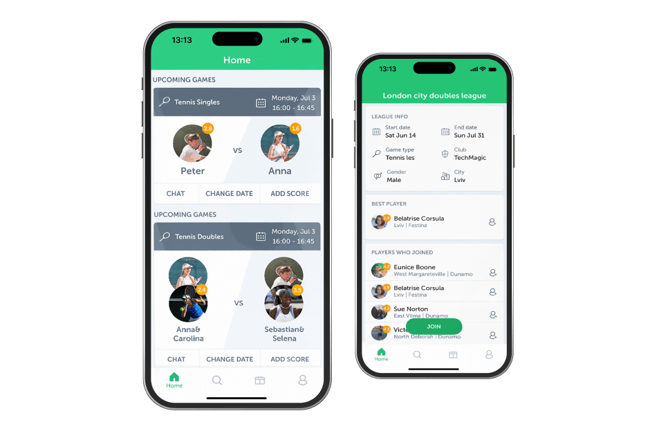 Developing a matching application for tennis players